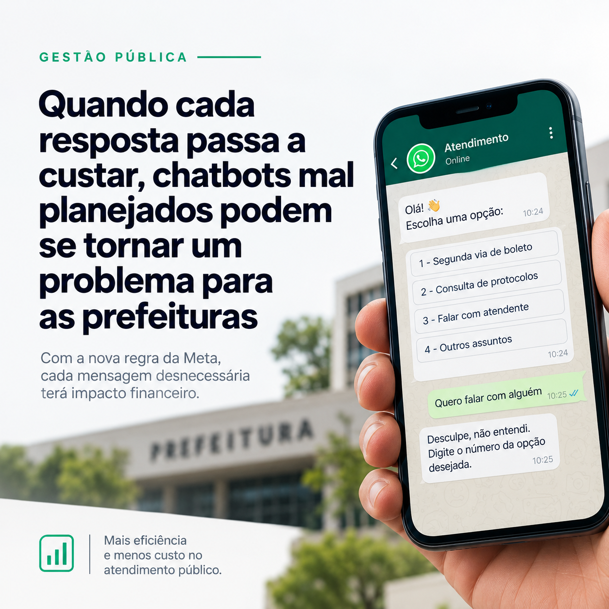 Quando cada resposta passa a custar, chatbots mal planejados podem se tornar um problema para as prefeituras